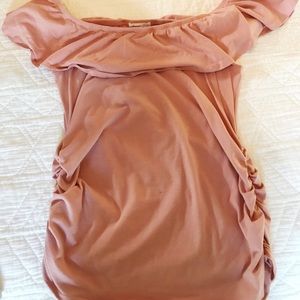 Pink off the shoulder maternity blouse